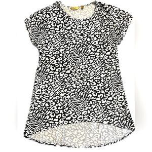 Motto Black & White Cheetah Print Tunic Flutter Sleeves Sz S